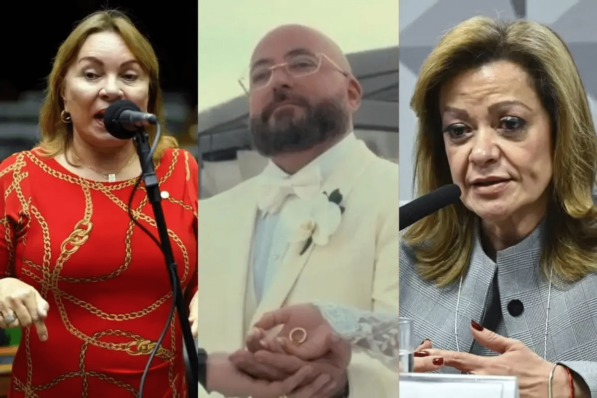 empresário Natjo de Lima Pinheiro (centro) e a advogada Cecília Rodrigues Mota (dir.)Reprodução