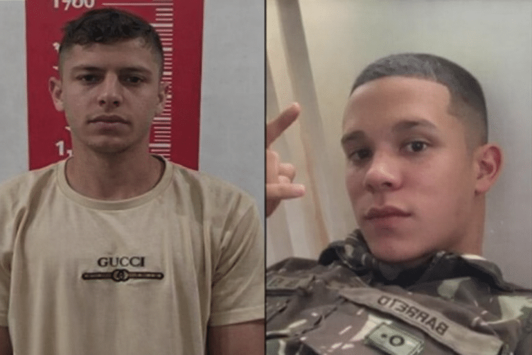 Lucas Marques (esq.) é acusado de matar por engano o soldado do Exército Mateus da Silva Paz Barreto (reprodução)