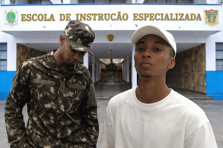Soldado Hugo Leonardo Ribeiro Lopes passou mal durante atividades na Escola de Instrução Especializada, em Realengo; Exército abriu investigação sobre a morte. (Imagens editadas por IA)