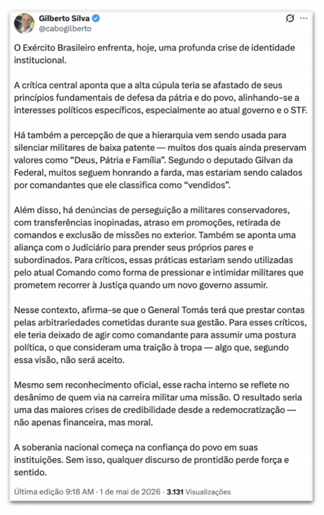 Cabo Gilberto no X (reprodução)