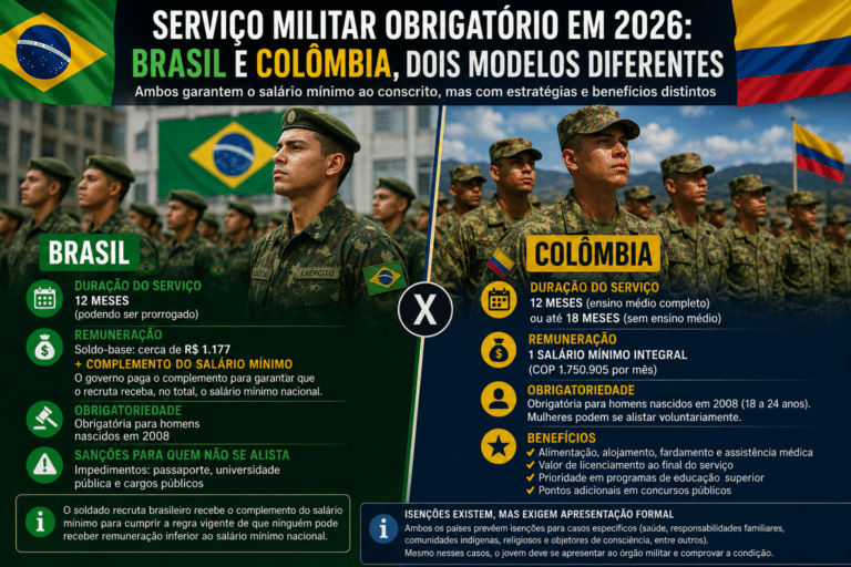 Serviço militar Brasil x Colômbia (Imagem ilustrativa, gerada por IA)