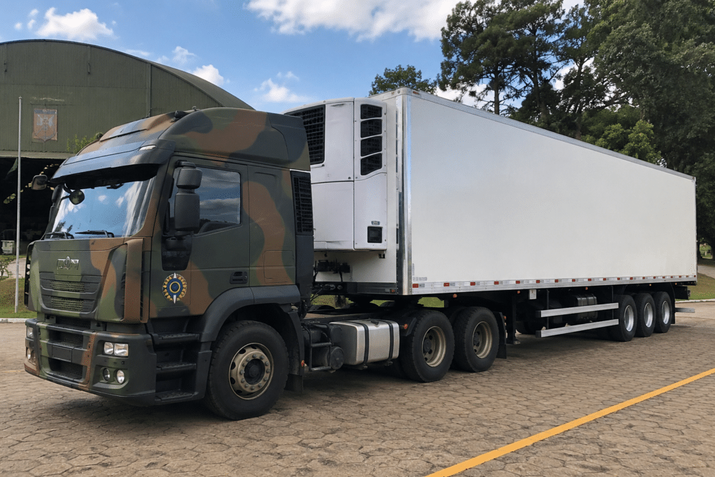 Caminhão refrigerado do Exército (Imagem ilustrativa, gerada por IA)