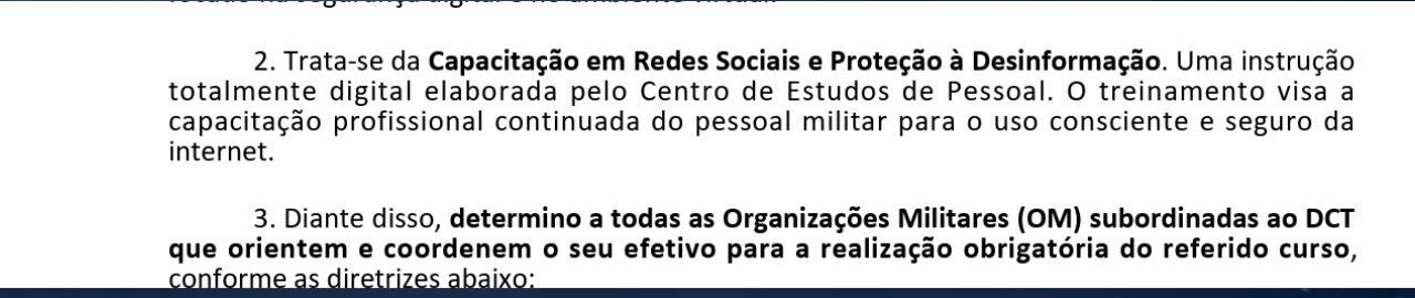 Trecho do documento que o SBT News teve acesso