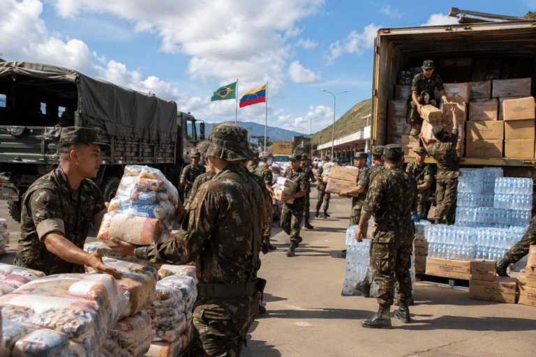 Comboio do Exército com mantimentos para a Venezuela