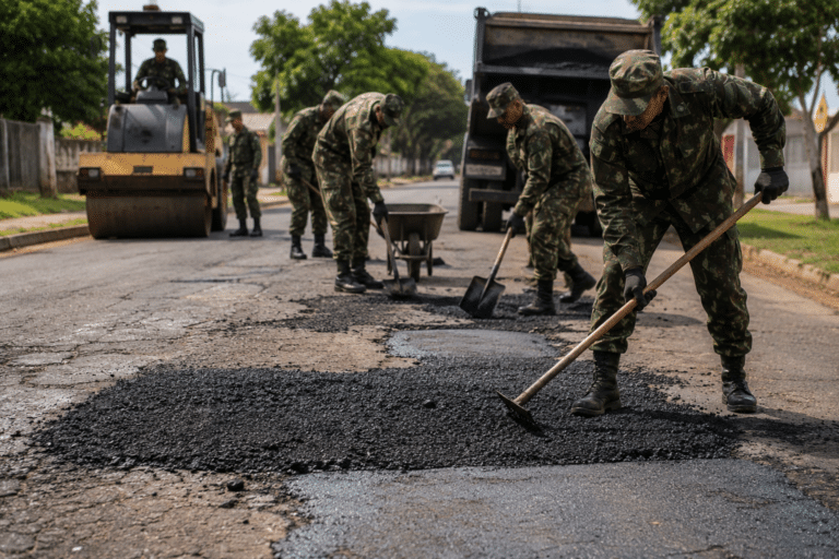 Operação tapa-buraco pelo Exército