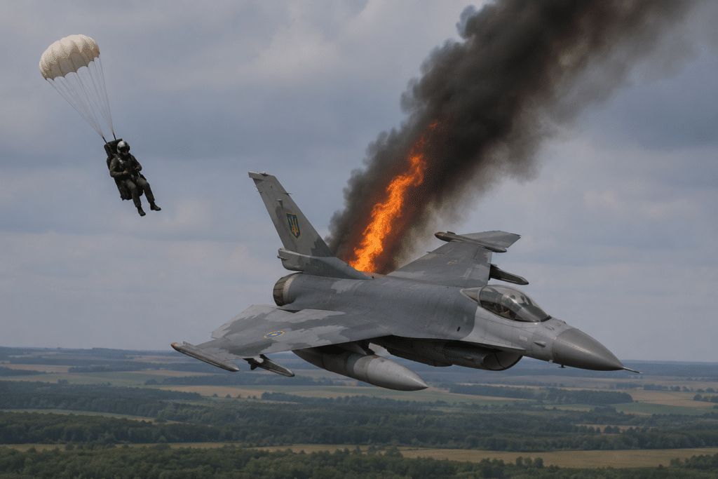 Piloto ucraniano ejetando de jato abatido