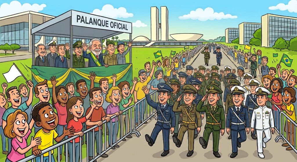 Militares acenam para Lula durante o desfile de 7 de setembro
