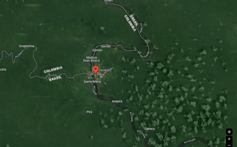 Aldeia fica na fronteira com a Colômbia (Google Maps)