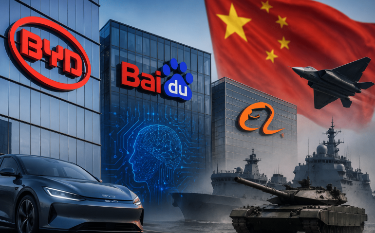 BYD, Baidoo e Ali Baba ajudam forças armadas chinesas, diz Pentágono