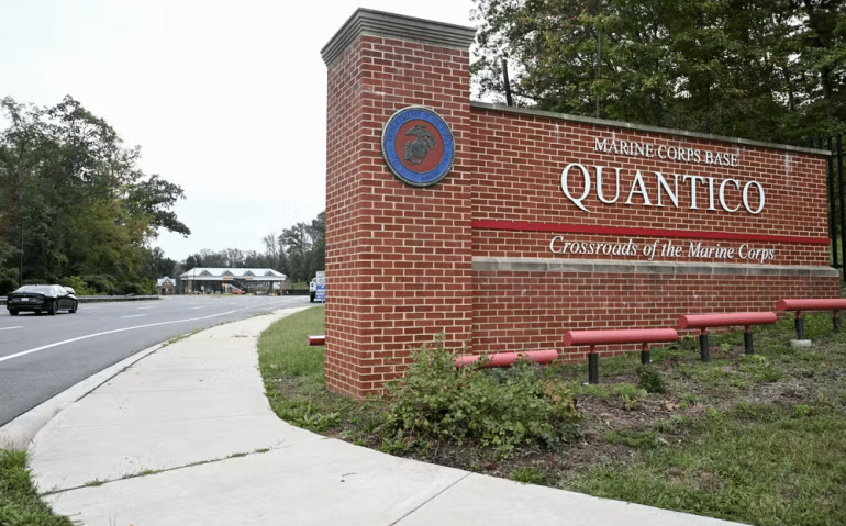 Base militar de Quantico, na região metropolitana de Washington D.C., no estado da Virgínia, nos Estados Unidos. Foto tirada em 29 de setembro de 2025. — Foto: Andrew Caballero-Reynolds/AFP