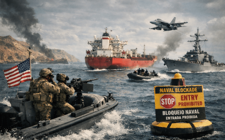 Bloqueio naval dos EUA no Irã (Imagem ilustrativa, gerada por IA)