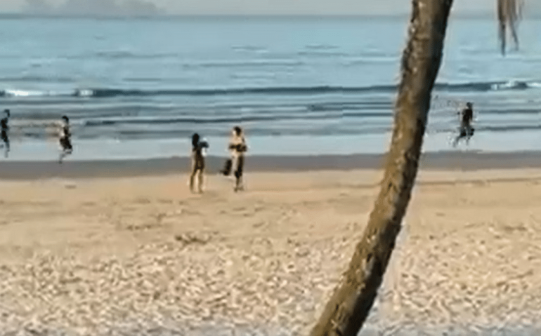 Imagens nas redes sociais mostram perseguição na praia da Enseada, no Guarujá (SP)
Foto: Reprodução redes sociais