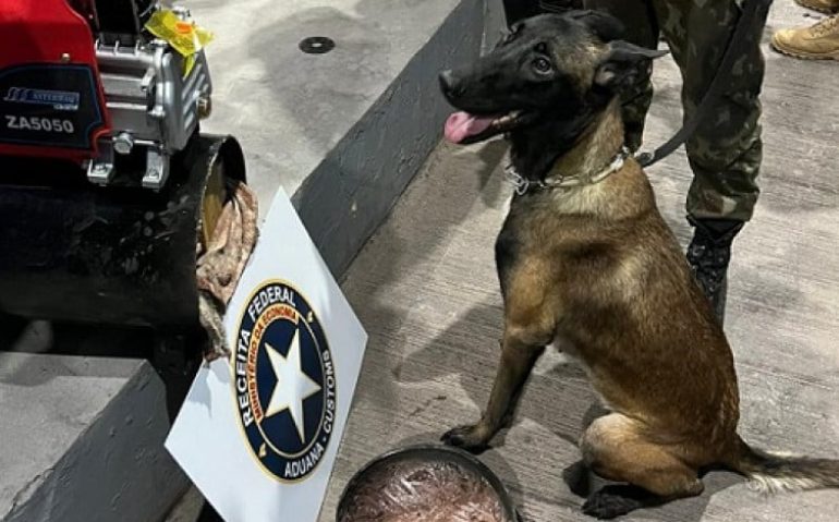 Cão farejador ajudou a encontrar droga em compressor