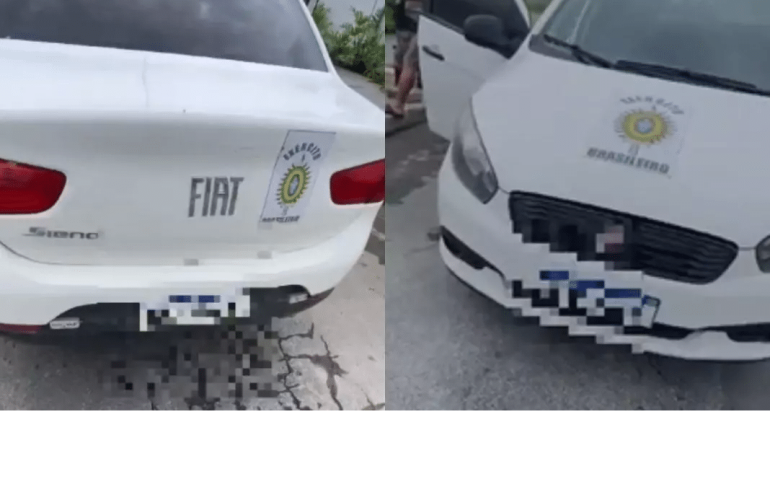 Carro com adesivos do Exército em Itajaí