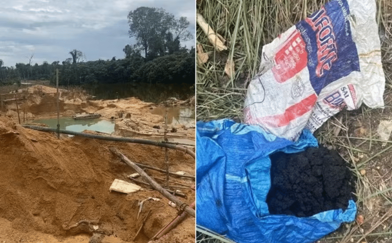 Operação ilegal contra extração de 'ouro negro' — Foto: Divulgação/Forças Armadas