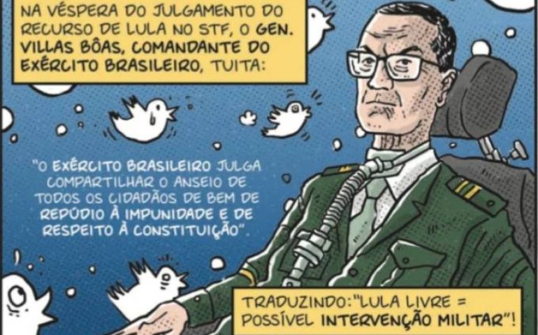 HQ. Desenho do general faz parte de uma publicação lançada pelo PT no mês passado Reprodução/PT