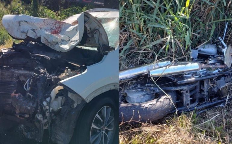 Colisão de moto de tenente do Exército com fiat toro em MG
