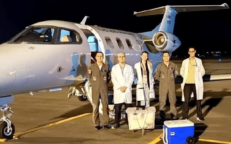 O coração viajou 700 km, de Goiânia a Botucatu em jato da FAB - Foto: HCFMB/Divulgação
