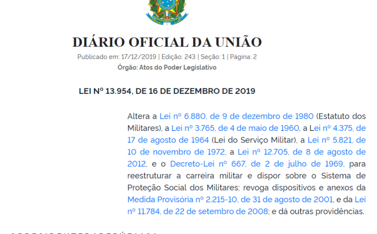 DOU LEI REESTRUTURAÇÃO DOS MILITARES
