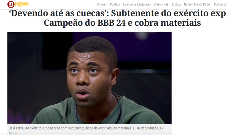 Davi do BBB24 no Bocão News