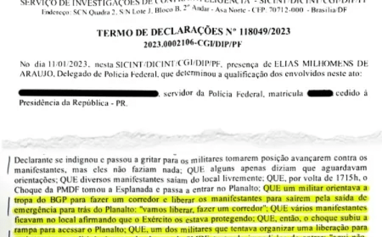 Depoimento policial federal invasão planalto