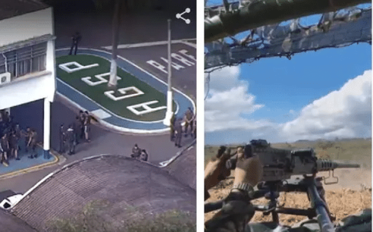 Cerca de 480 militares foram 'aquartelados' depois que 21 metralhadoras foram furtadas do Exército em Barueri, Grande São Paulo — Foto: Reprodução/TV Globo e Exército brasileiro