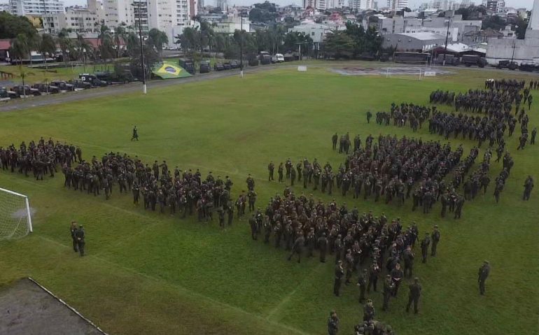 Concentração no 63º Batalhão de Infantaria em Florianópolis. Imagem: 14ª Brigada de Infantaria Motorizada