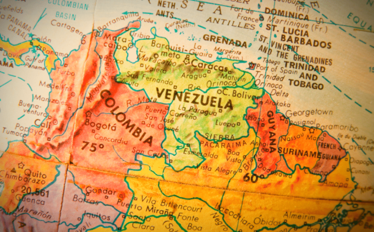 Mapa de Colômbia, Venezuela, Guiana e norte do Brasil (Foto: Getty Images)