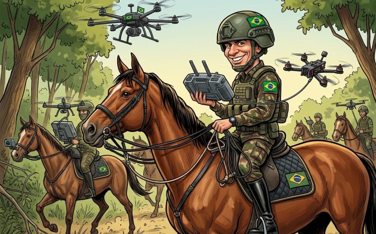 Exército treina integração entre cavalos e drones na guerra moderna