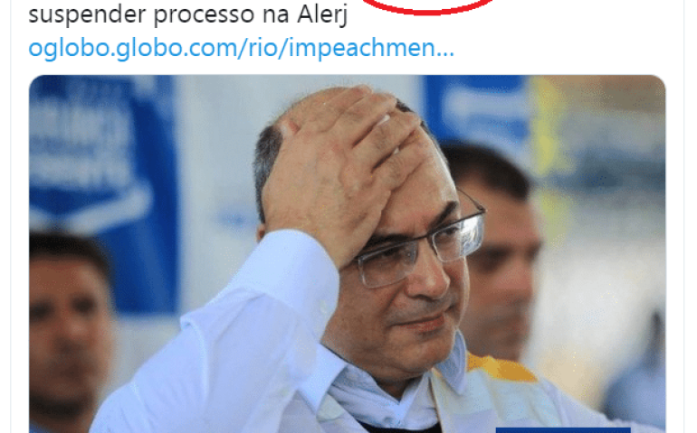 Justiça nega peido de Witzel, diz O Globo.