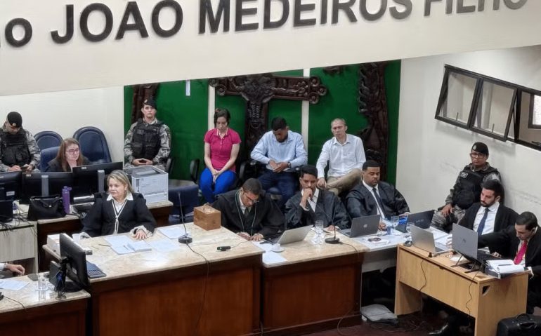 Juri de réus acusados de assassinato de coronel aposentado da FAB começou nesta quarta-feira (9) em Natal — Foto: Sérgio Henrique Santos/Inter TV Cabugi