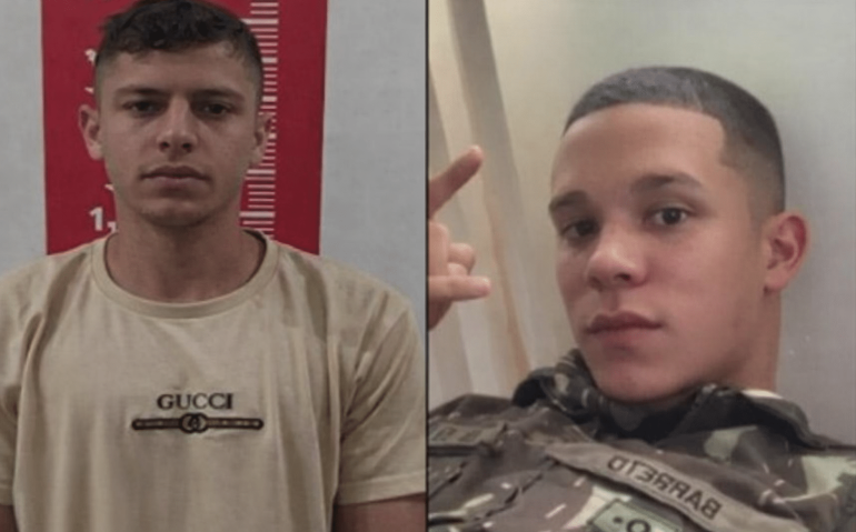 Lucas Marques (esq.) é acusado de matar por engano o soldado do Exército Mateus da Silva Paz Barreto (reprodução)