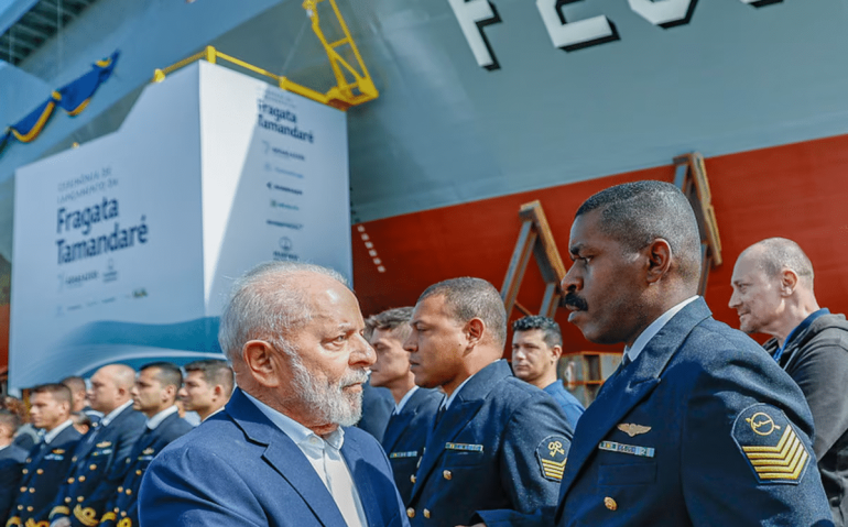 Cerimônia de entrega da fragata Tamandaré; Lula faz a festa e a Marinha paga a conta Foto: RICARDO STUCKERT
