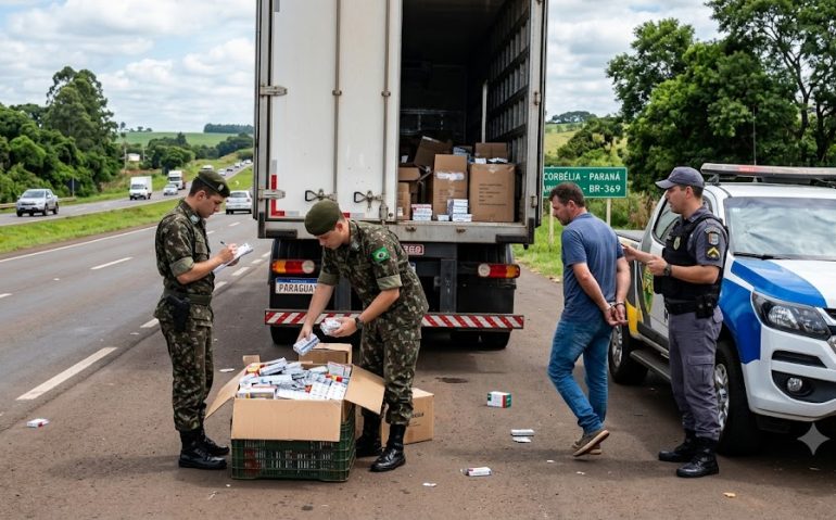 Medicamentos contrabandeados apreendidos pelo Exército no Paraná