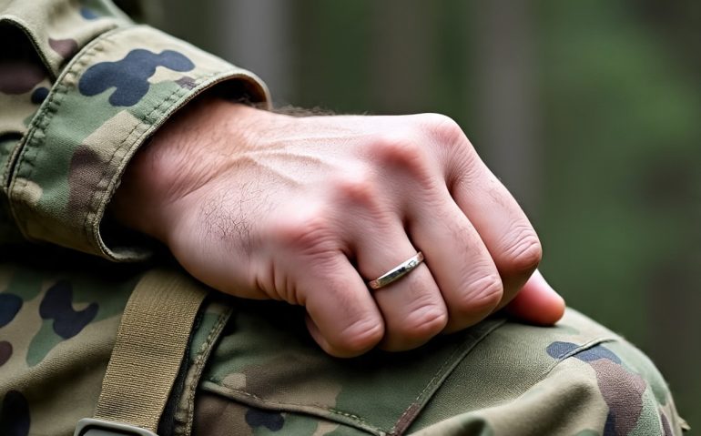Militar com aliança na mão