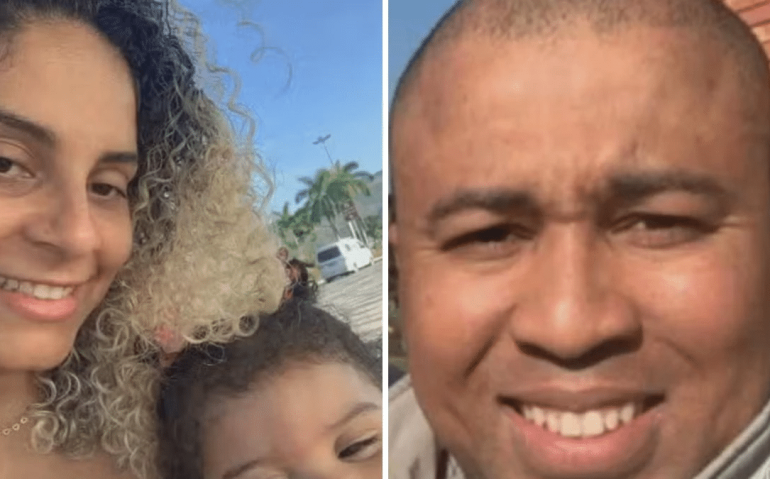 Legenda: O militar André Luiz do Patrocínio Dias buscou a filha para levar ao médico, mas não devolveu para a mãe, Fabrícia Melo
Foto: Reprodução/TV Globo