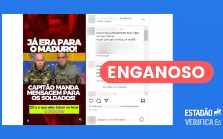Militares venezuelanos que gravaram comunicado para reconhecer ‘novo presidente’ não são da ativa
Foto: Reprodução/Instagram / Estadão