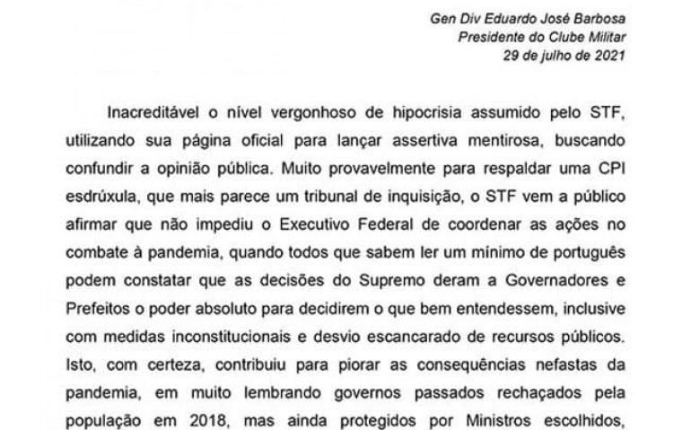 NOTA CLUBE MILITAR STF