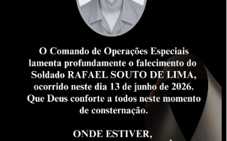 Nota de pesar do CopEsp soldado Rafael Souto de Lima, morto em treinamento em Goiânia