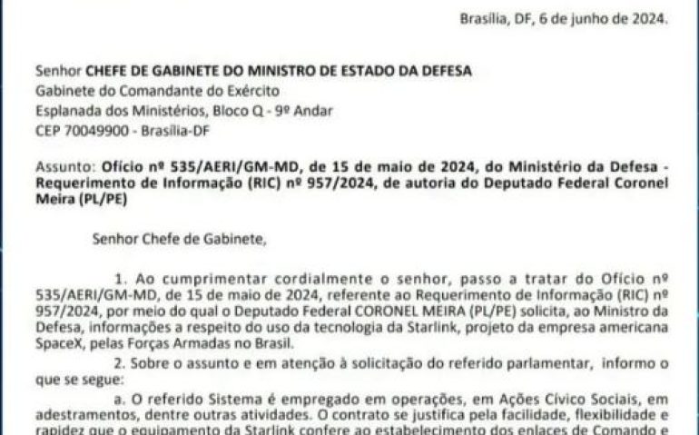 OFICIO EXÉRCITO STARLINK