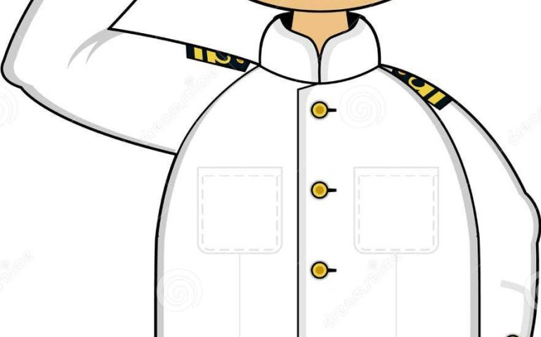 Oficial da marinha faz continência - desenho