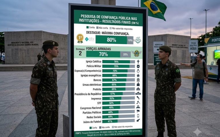 População confia mais no PIX do que nas Forças Armadas