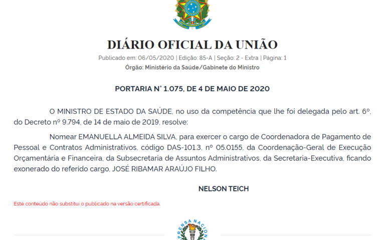 PORTARIA NOMEAÇÃO SARGENTO MS