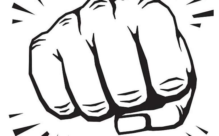 Punching fist hand vector illustration. Human protest symbol or strong strike