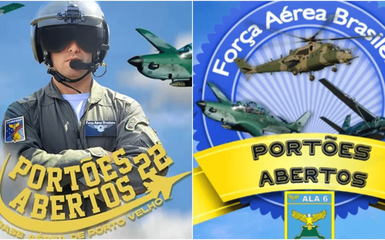 Banner do evento Portões Abertos de 2022 e de 2019 (à direita) sem numeração na frente — Foto: Reprodução/g1
