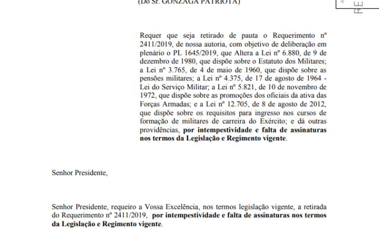 RETIRADA DE REQUERIMENTO GONZAGA PATRIOTA