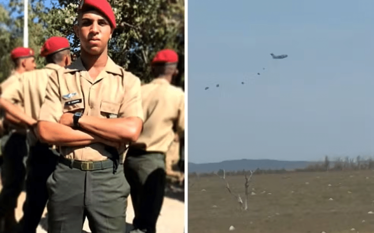 Leonardo Cristiã Silva da Cunha, de 23 anos, morreu após treinamento de salto de paraquedas, em Goiás — Foto: Reprodução/TV Anhanguera