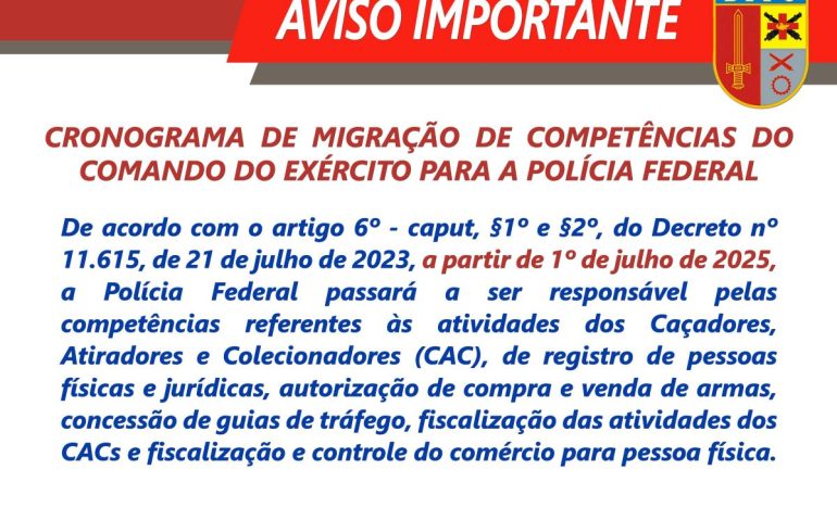 TRANSFERÊNCIA COMPETÊNCIA DO EB PARA A PRR