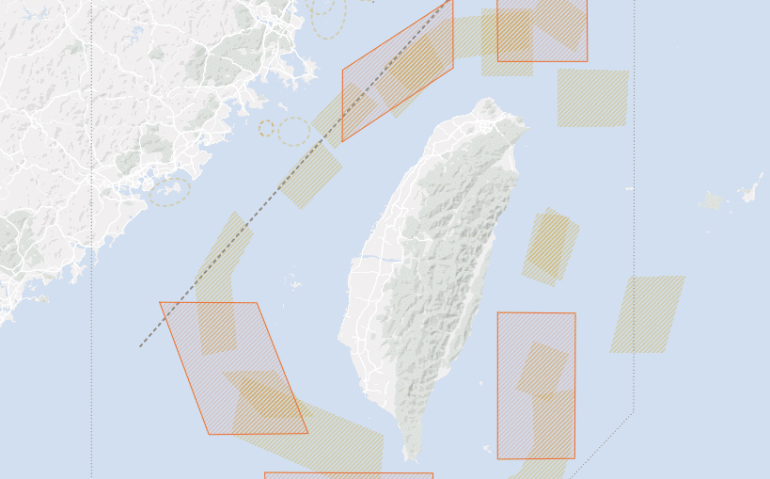 Jogos de guerra - Após a ter deslocado efetivos do exército, marinha, força aérea e artilharia em torno de Taiwan para os exercícios "Missão Justiça 2025", a China delimitou cinco zonas ao  redor da ilha que estarão sujeitas a restrições de espaço aéreo e marítimo até 30 de dezembro
Reprodução: Reuters