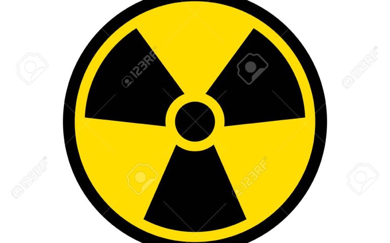 Radioactive icon nuclear symbol. Uranium reactor radiation hazard. Radioactive toxic danger sign design.